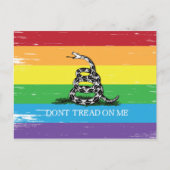 Treten Sie nicht auf mich Gadsden Flag LGBT Rainbo Postkarte (Vorderseite)