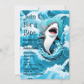 Treten Sie uns bei für ein Party von Bite Shark Einladung (Vorderseite)