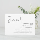 Treten Sie uns bei, Hochzeitsessen, Party, Tanzen Einladung (Stehend Vorderseite)