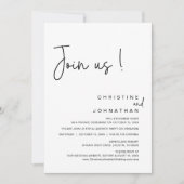 Treten Sie uns bei, Hochzeitsessen, Party, Tanzen Einladung (Vorderseite)