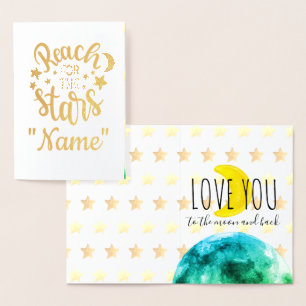 Treten Sie zu den Sternen, Liebe Sie zum Mond und  Folienkarte