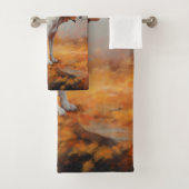 Treten Walker Coonhound im Herbst Leaves Fall Badhandtuch Set (Insitu)