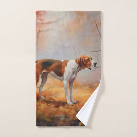 Treten Walker Coonhound im Herbst Leaves Fall Badhandtuch Set (Handtuch)