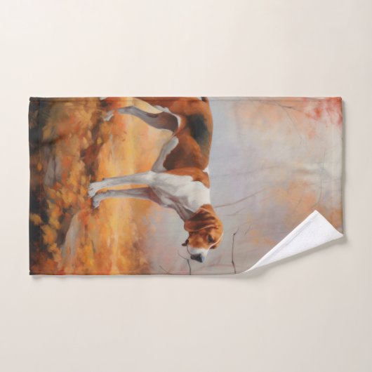 Treten Walker Coonhound im Herbst Leaves Fall Badhandtuch Set (Handtuch)