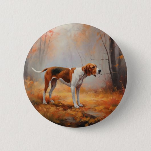 Treten Walker Coonhound im Herbst Leaves Fall Button (Vorderseite)