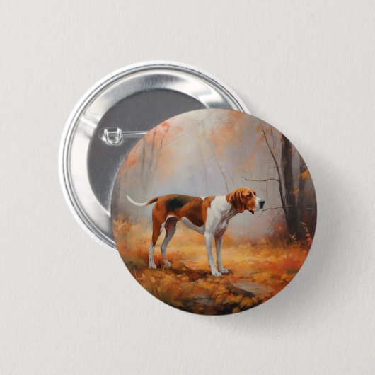 Treten Walker Coonhound im Herbst Leaves Fall Button (Vorne & Hinten)
