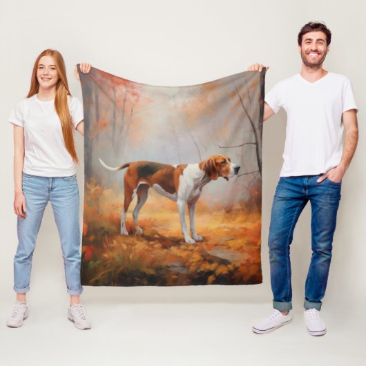 Treten Walker Coonhound im Herbst Leaves Fall Fleecedecke (Beispiel)