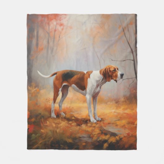 Treten Walker Coonhound im Herbst Leaves Fall Fleecedecke (Vorderseite)