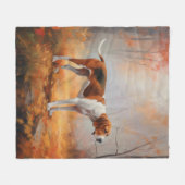 Treten Walker Coonhound im Herbst Leaves Fall Fleecedecke (Vorderseite (Horizontal))