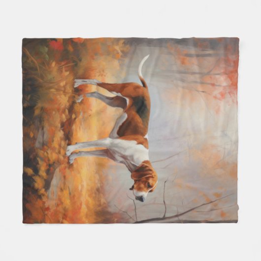 Treten Walker Coonhound im Herbst Leaves Fall Fleecedecke (Vorderseite (Horizontal))