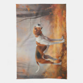 Treten Walker Coonhound im Herbst Leaves Fall Geschirrtuch (Vertikal)