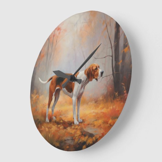 Treten Walker Coonhound im Herbst Leaves Fall Große Wanduhr (Winkel)