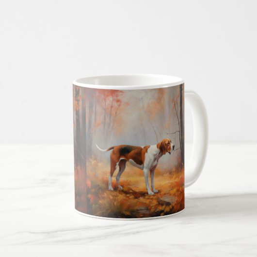 Treten Walker Coonhound im Herbst Leaves Fall Kaffeetasse (VorderseiteRechts)