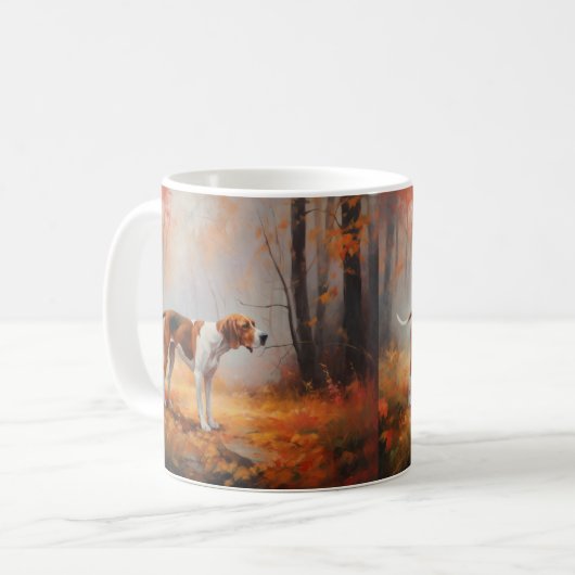 Treten Walker Coonhound im Herbst Leaves Fall Kaffeetasse (Vorderseite Links)