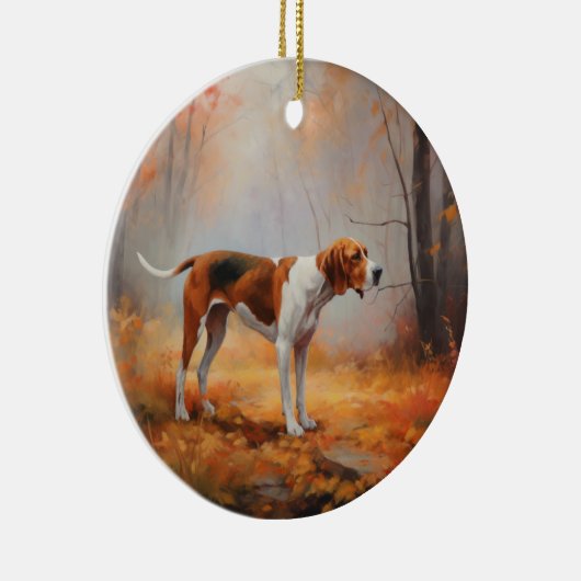 Treten Walker Coonhound im Herbst Leaves Fall Keramik Ornament (Rechts)