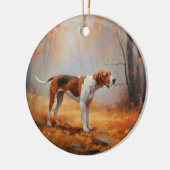 Treten Walker Coonhound im Herbst Leaves Fall Keramik Ornament (Links)