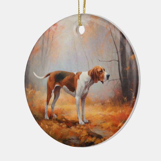 Treten Walker Coonhound im Herbst Leaves Fall Keramik Ornament (Links)