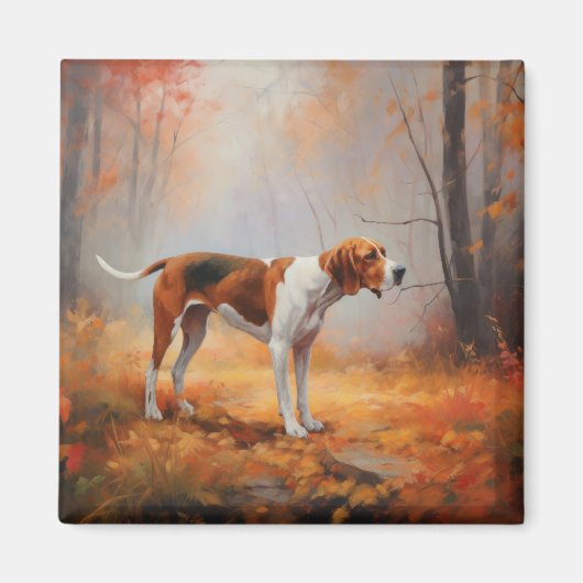 Treten Walker Coonhound im Herbst Leaves Fall Magnet (Vorne)