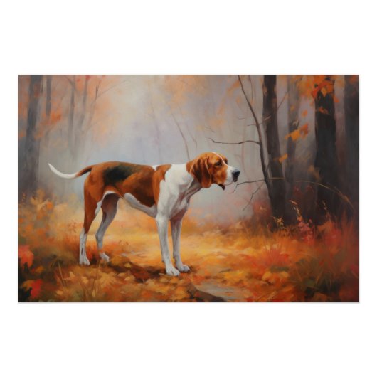 Treten Walker Coonhound im Herbst Leaves Fall Poster (Vorderseite)