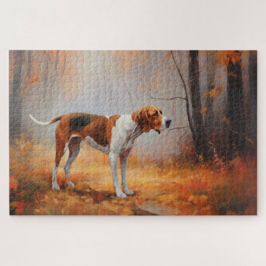 Treten Walker Coonhound im Herbst Leaves Fall Puzzle (Horizontal)