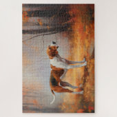 Treten Walker Coonhound im Herbst Leaves Fall Puzzle (Vertikal)