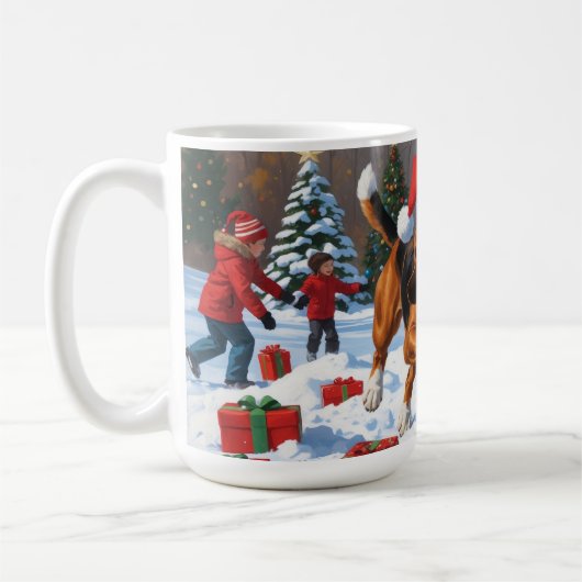 Treten Walker Coonhound Schnee mit Weihnachtshut Kaffeetasse (Links)