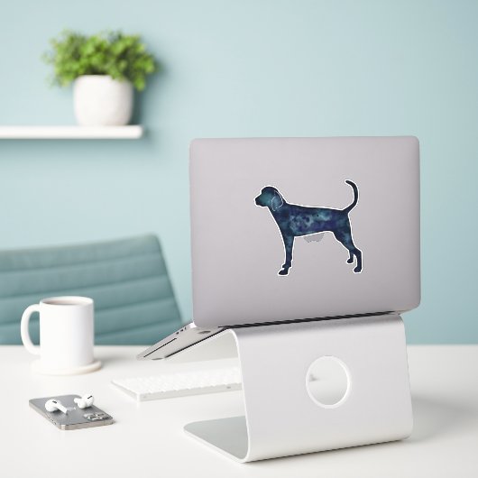 Treting Walker Coonhound Wasserfarbe Silhouette Aufkleber (Laptop auf Schreibtisch)