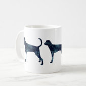 Treting Walker Coonhound Wasserfarbe Silhouette Kaffeetasse (Vorderseite Links)