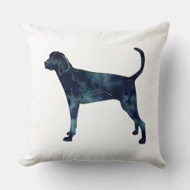 Treting Walker Coonhound Wasserfarbe Silhouette Kissen
