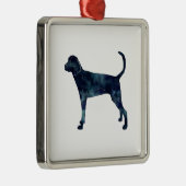 Treting Walker Coonhound Wasserfarbe Silhouette Silbernes Ornament (Rechts)