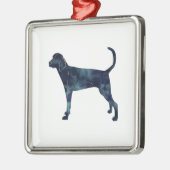 Treting Walker Coonhound Wasserfarbe Silhouette Silbernes Ornament (Links)