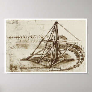 Tretmühle angetriebene grabende Maschine, Da Vinci Poster