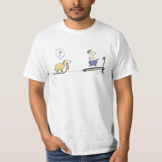 Tretmühle-Cartoon T-Shirt (Vorderseite)