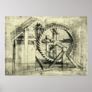 Tretmühlen-Armbrust von Leonardo da Vinci Poster