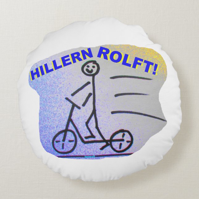 TretROLLERN HILFT! -  Rundes Kissen (Rückseite)
