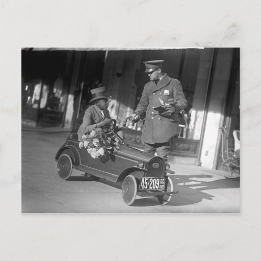 Tretwagen-Verkehrsstopp, 1922 Postkarte (Vorderseite)