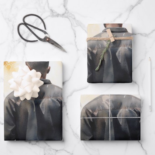 Treue Einheit: Eine schwarze Familie im Gebet Geschenkpapier Set (Vorderseite)