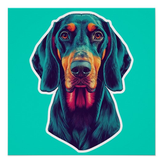 Treue Glow – Lebendiges Bluetick Coonhound Pop Art Poster (Vorderseite)