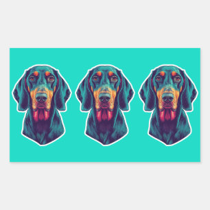 Treue Glow – Lebendiges Bluetick Coonhound Pop Art Rechteckiger Aufkleber