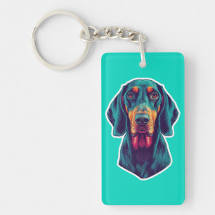 Treue Glow – Vibrantes Bluetick Coonhound Pop-Art Schlüsselanhänger
