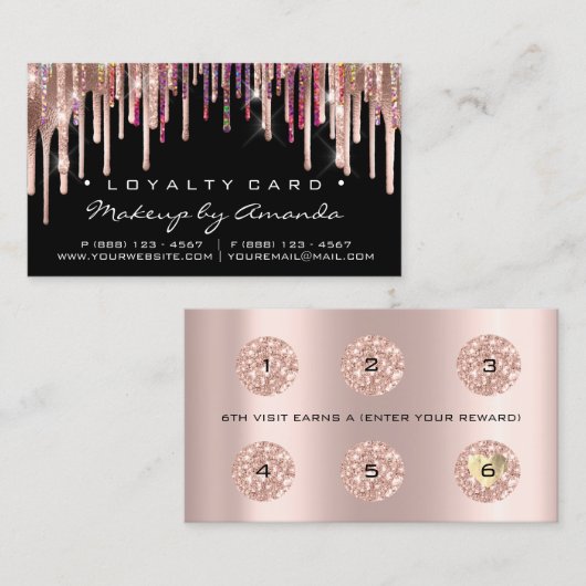 Treuekarte 6 Punch Makeup Rose VIP (Vorne/Hinten)