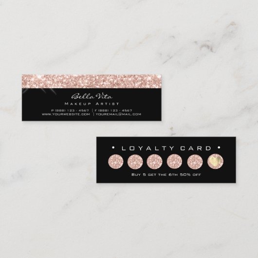 Treuekarte 6 Steine Makeup Schönheit Rose Black Sp (Vorne/Hinten)