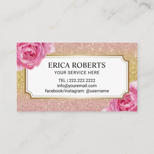 Treuekarte | Eleganter floraler Moderner Gold Glit (Rückseite)