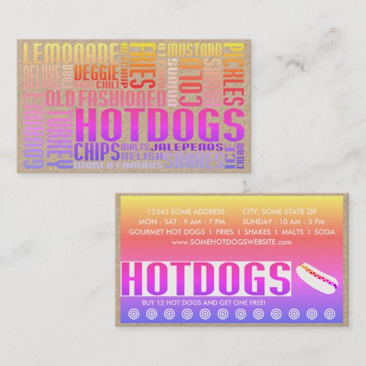 Treuekarte für Hotdogs (Word Web) (Vorne/Hinten)