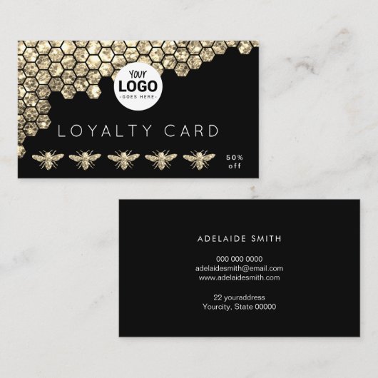 Treuekarte Imitate Glitzer Bienen Honigwabe Visitenkarte (Vorne/Hinten)