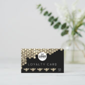 Treuekarte Imitate Glitzer Bienen Honigwabe Visitenkarte (Stehend Vorderseite)