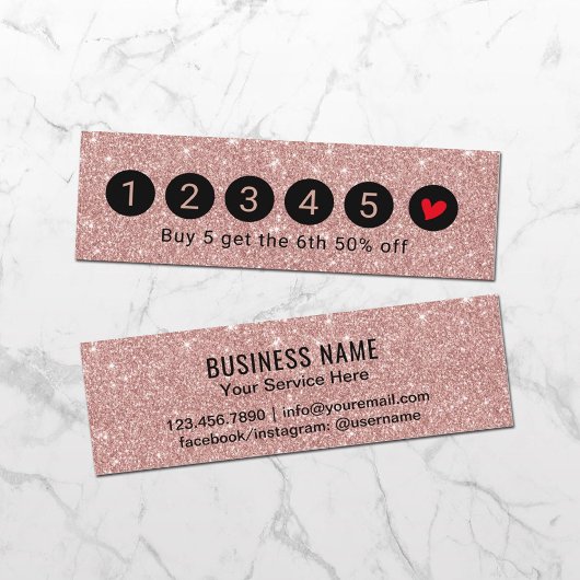 Treuekarte | Moderne Rose Gold Glitzer 6 Punch