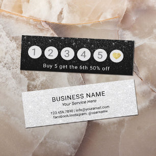 Treuekarte   Moderner Schwarzer Glitzer 6 Punch