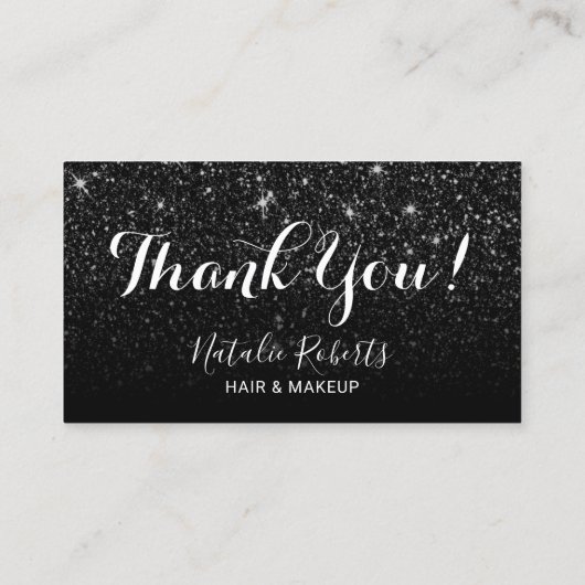 Treuekarte | Moderner Schwarzer Glitzer Schönheits (Rückseite)