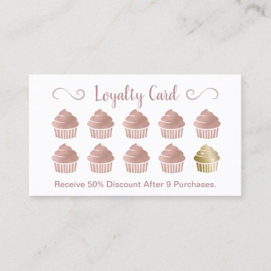 Treuekarte | Rose Gold Cupcakes Konditorei Bäckere (Vorderseite)